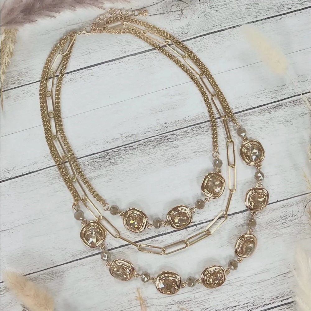 Gold Double-Strand Floral Necklace